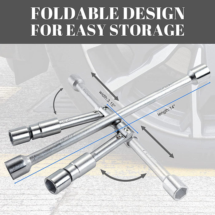 A8037, Universal Heavy Duty Lug Wrench, 4-Way Tire Iron Wrench &