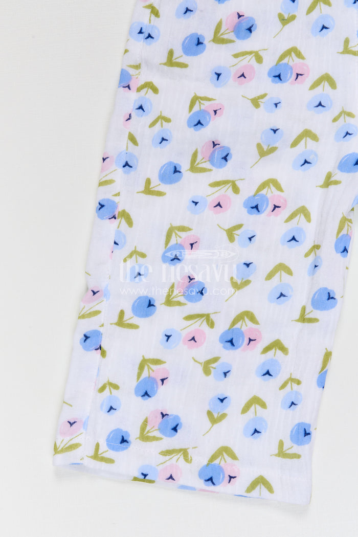The Nesavu Girls Casual Set Baby Girl Casual Set for Summer Outings and Playtime Comfort Nesavu Nesavu Baby Girl Muslin Cotton Casual Set For Summer Outings With Digital Print And Tie Up Shoulder Design