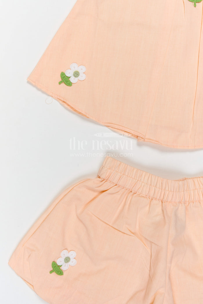 The Nesavu Baby Casual Sets Baby Girl Cotton Co Ord Set for Casual Outings and Playtime Nesavu Nesavu baby girl cotton co ord set for casual outings with thread embroidery breathable comfortable kids wear