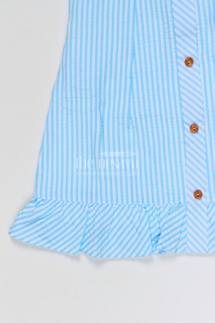 The Nesavu Girls Cotton Frock Baby Girl Cotton Frock for Summer Outings and Family Gatherings Nesavu Nesavu baby girl seer sucker cotton frock for summer outings and casual wear with button front design