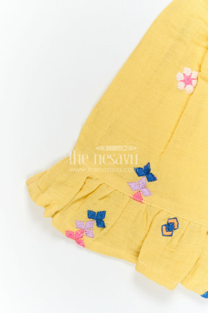 The Nesavu Girls Cotton Frock Baby Girl Cotton Frock for Summer Outings and Playful Days Nesavu Nesavu Baby Girl Muslin Cotton Frock For Summer Outings With Thread Embroidery And Breathable Comfort
