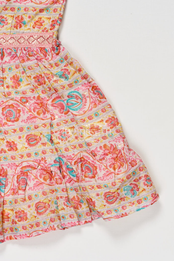 The Nesavu Girls Cotton Frock Baby Girl Cotton Frock with Festive Prints for Family Gatherings Nesavu Nesavu baby girl cotton frock with traditional digital print for festive celebrations