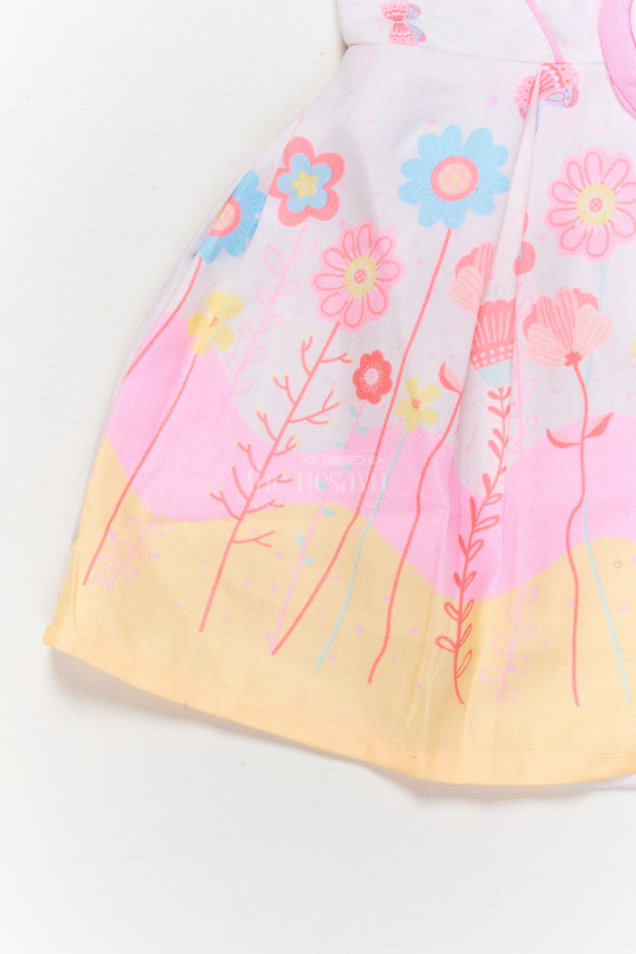 The Nesavu Baby Cotton Frocks Baby Girl Cotton Frock with Floral Digital Print for Festive Casuals Nesavu Nesavu baby girl floral cotton frock with ombré digital print for festive-casual moments
