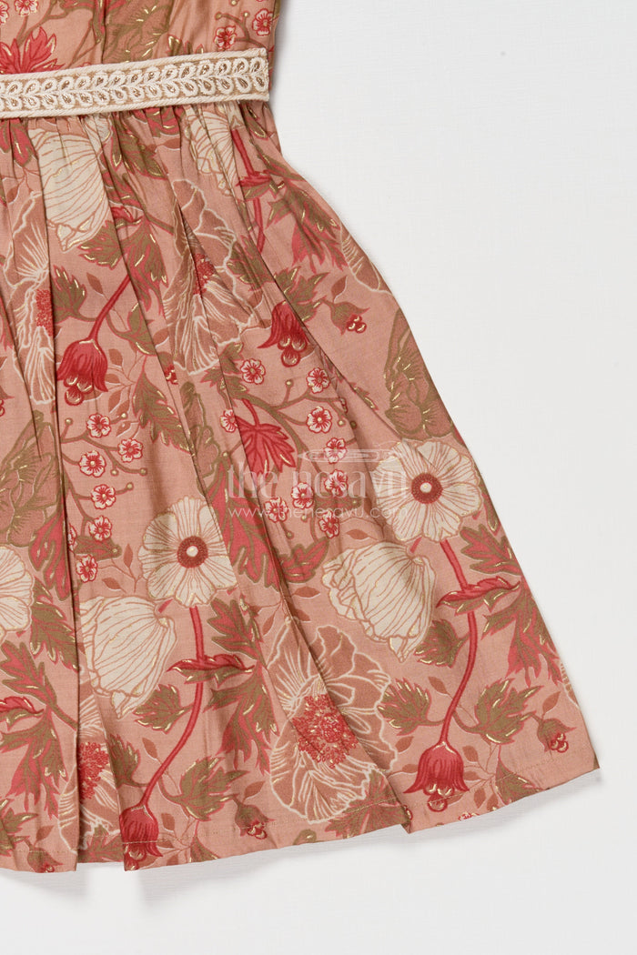 The Nesavu Girls Cotton Frock Baby Girl Frock for Casual Days and Playful Twirls Nesavu Nesavu baby girl cotton frock with floral print and lace detail for playful casual wear