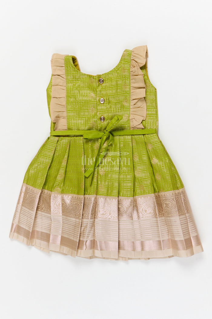The Nesavu Girls Kanchi Silk Frock Baby Girl Silk Frock for Naming Ceremony and Festive Events Nesavu Nesavu baby girl silk frock for naming ceremonies and traditional festive occasions