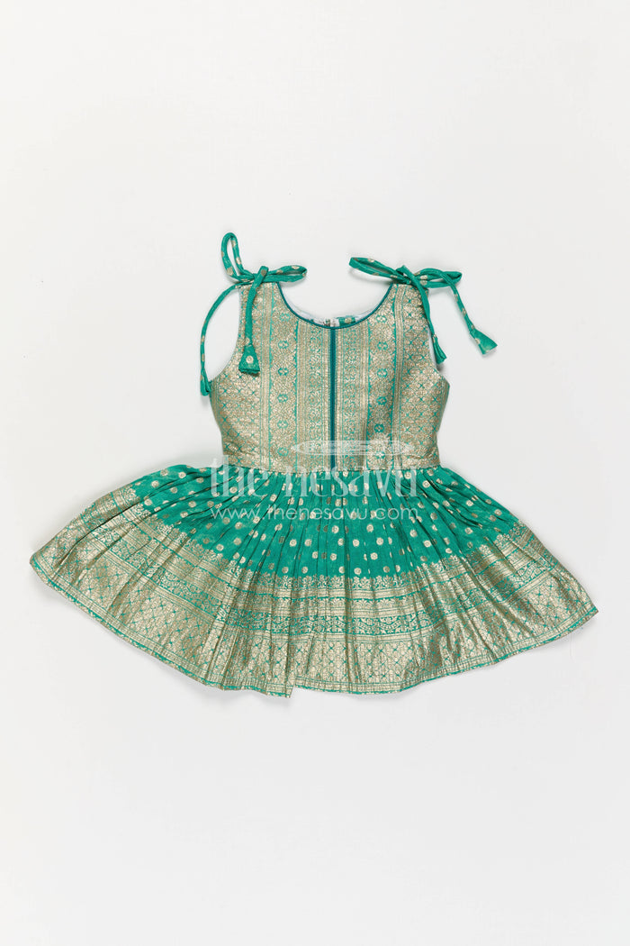 The Nesavu Silk Frock Baby Girl Silk Frock for Weddings and Festivale Occasions Nesavu Nesavu Baby Girl Silk Frock For Weddings With Blend Silk And Tissue Bottom Festive Flared Design