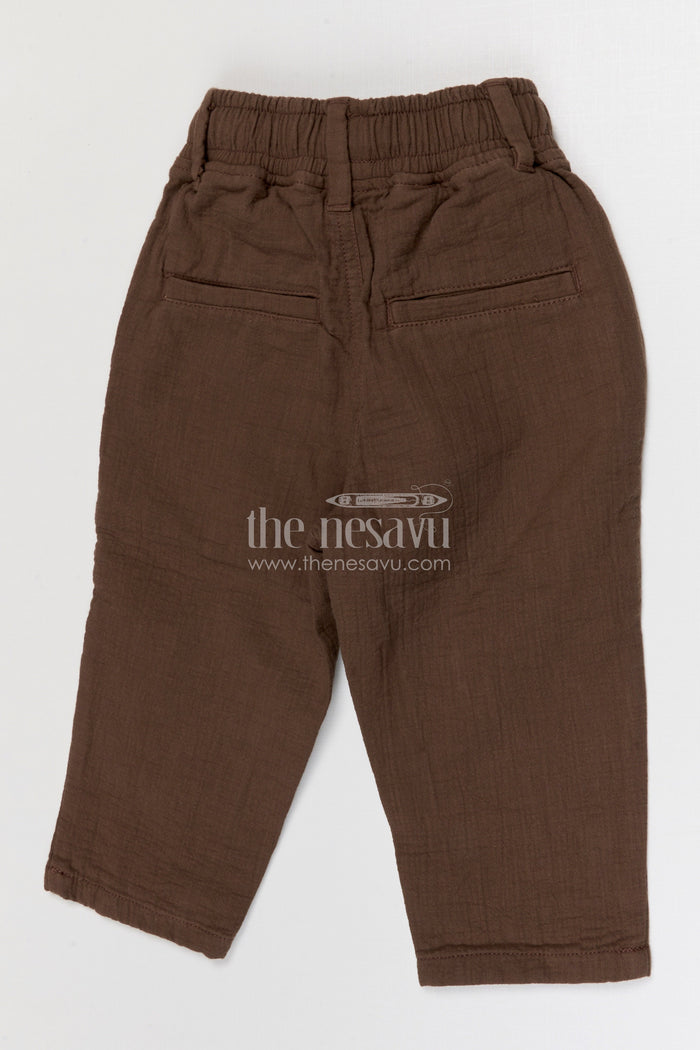 The Nesavu Boys Pant Boys Breathable Muslin Cotton Pants for Casual Outings and Daily Wear Nesavu Nesavu boys breathable muslin cotton pants for casual wear comfortable kids drawstring pants