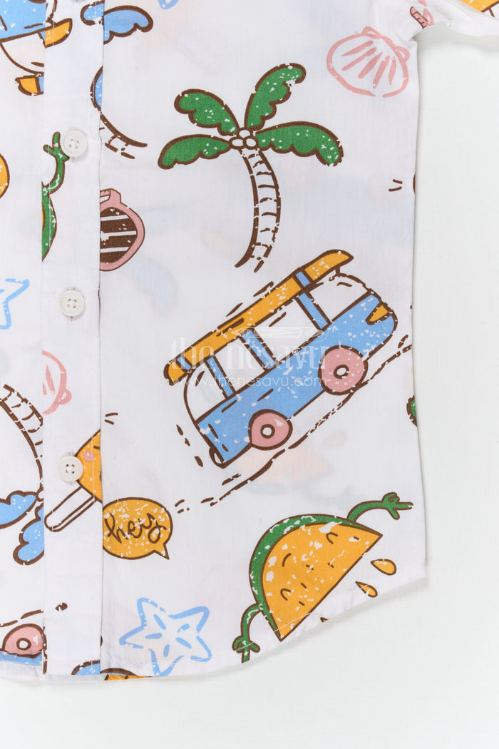 The Nesavu Boys Cotton Shirt Boys Cotton Printed Shirt for Casual Outings and Playtime Nesavu Nesavu boys cotton printed shirt for casual outings playful everyday kids wear