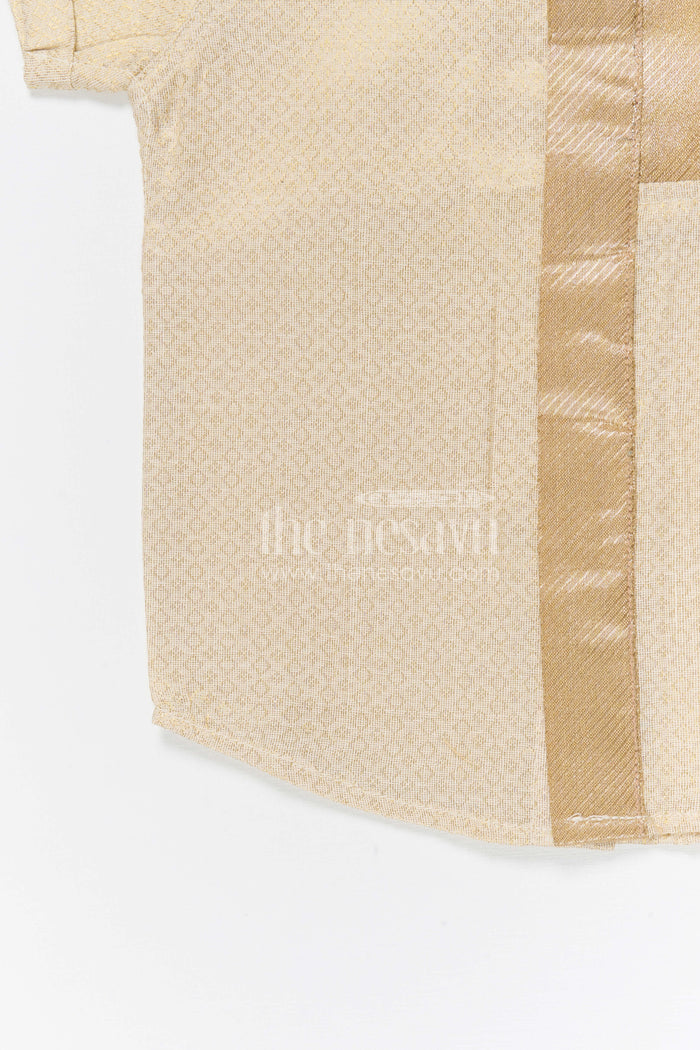 The Nesavu Boys Silk Shirt Boys Silk Shirt for Weddings and Special Celebrations Nesavu Nesavu boys cream tissue silk festive shirt for weddings