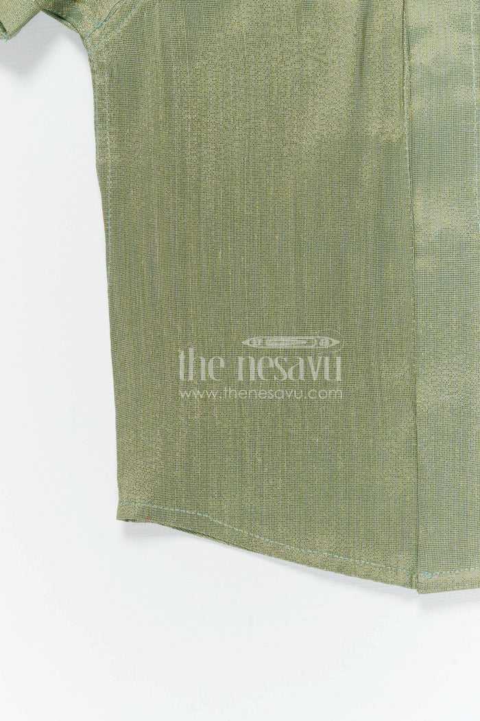 The Nesavu Boys Silk Shirt Boys Silk Shirt for Festive and Traditional Occasions Nesavu Nesavu boys tissue silk festive shirt with woven front detail