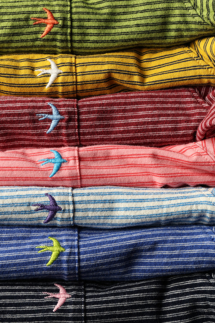 Double Feedstripe Tee - Burgundy / White