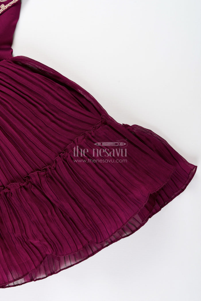 The Nesavu Girls Fancy Party Frock Fancy party frock for toddler girls for birthdays and evening events Nesavu Nesavu toddler girl fancy party frock georgette butterfly embroidery perfect birthdays