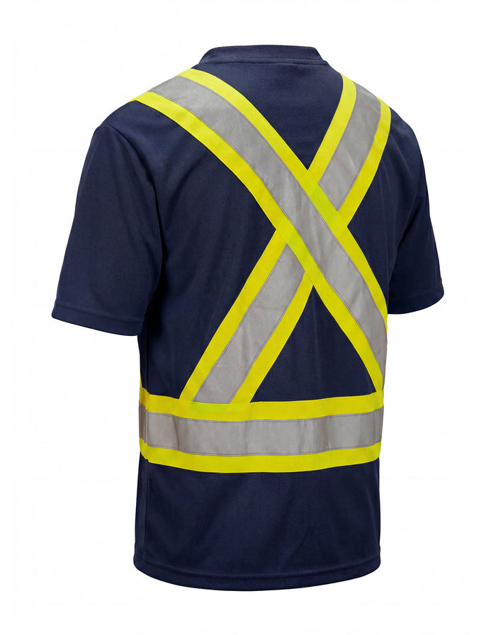 Forcefield Hi Vis V-Neck Short Sleeve Safety Tee Shirt