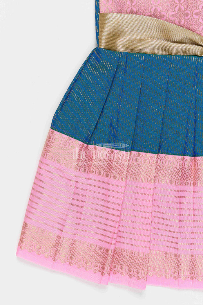 The Nesavu Girls Kanchi Silk Frock Girls Bridesmaid Silk Frock for Wedding Celebrations Nesavu Nesavu Girls Bridesmaid Kanchivaram Silk Frock For Weddings Receptions And Festive Functions