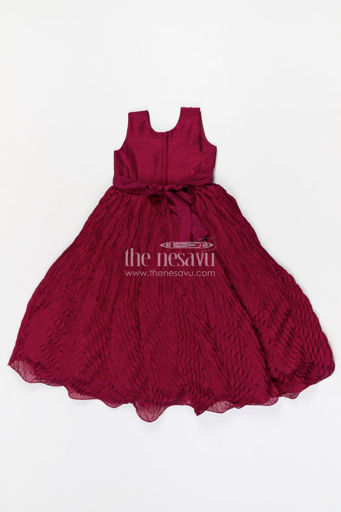 The Nesavu Girls Casual Gown Girls Celebration Gown for Parties and Festive Occasions Nesavu Nesavu girls georgette celebration gown with designer embroidered jacket for parties