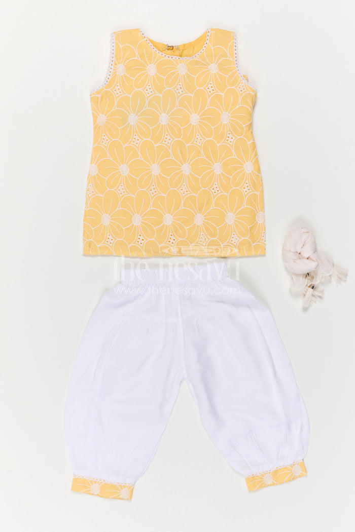 The Nesavu Girls Churidar Sets Girls Churidar Set for Festive Wear and Traditional Occasions Nesavu Nesavu Girls Churidar Set Cotton With Thread Embroidery For Festive And Traditional Wear