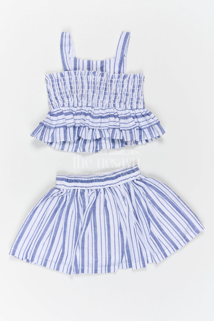 The Nesavu Girls Co-Ord Sets Girls Co Ord Set for Daily Wear and Casual Outings Nesavu Nesavu Girls Co Ord Set Cotton Striped Design For Daily Wear Sleeveless Casual Outfit