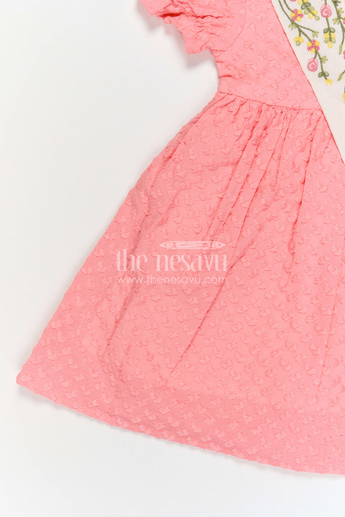 The Nesavu Girls Cotton Frock Girls Cotton Embroidered Frock for Festive Outings and Joyful Celebrations Nesavu Nesavu Girls Cotton Embroidered Frock With Decorative Yoke For Festive Celebrations
