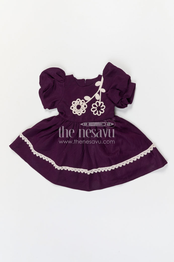 The Nesavu Girls Cotton Frock Girls Cotton Frock for Festive Outings and Family Functions Nesavu Nesavu girls cotton frock for festive outings and family celebrations with floral thread embroidery