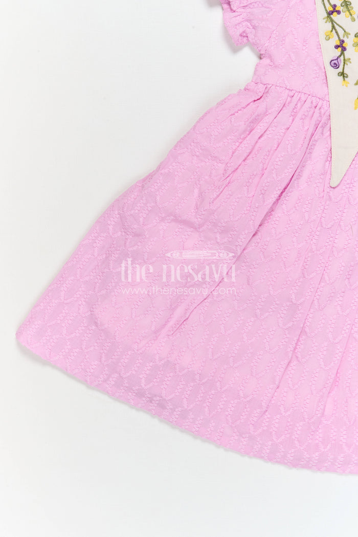 The Nesavu Girls Cotton Frock Girls Cotton Frock with Embroidered Yoke for Festive Gatherings and Celebrations Nesavu Nesavu Girls Cotton Embroidered Frock With Festive Yoke Design For Celebrations