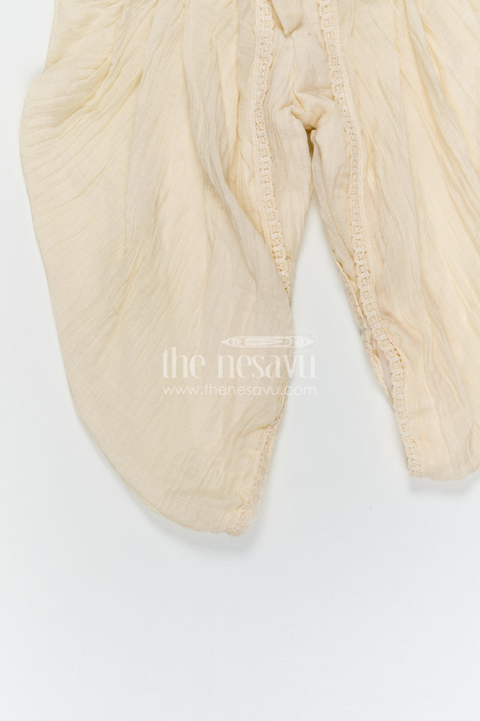 The Nesavu Girls Dothi Sets Girls Dhoti Set for Ethnic Wear and Festive Celebrations Nesavu Nesavu girls dhoti set for ethnic wear with cotton blend fabric breathable festive outfit for kids