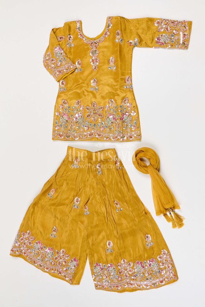The Nesavu Girls Sharara / Plazo Set Girls Organza Sharara Set for Weddings and Festive Occasions Nesavu Nesavu girls sharara set for weddings and festive celebrations viscose silk designer embroidered outfit