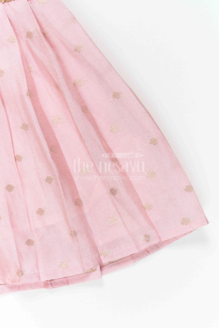 The Nesavu Silk Frock Girls Party Frock for Milestone Celebrations and Family Portraits Nesavu Nesavu Girls Semi Banaras Silk Party Frock For Milestone Celebrations And Family Events