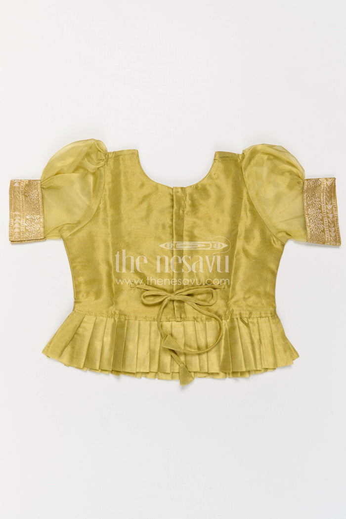 The Nesavu Pattu Pavadai Girls Pattu Pavadai for Festive Occasions and Traditional Functions Nesavu Nesavu Girls Pattu Pavadai Set In Blend Silk With Tissue Skirt For Festive Occasions And Traditional Functions