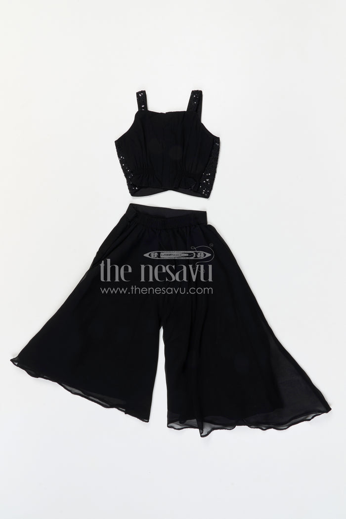 The Nesavu Girls Sharara / Plazo Set Girls Sharara Set for Festive Celebrations and Wedding Occasions Nesavu Nesavu girls georgette sharara set with designer embroidery jacket for festive and wedding occasions