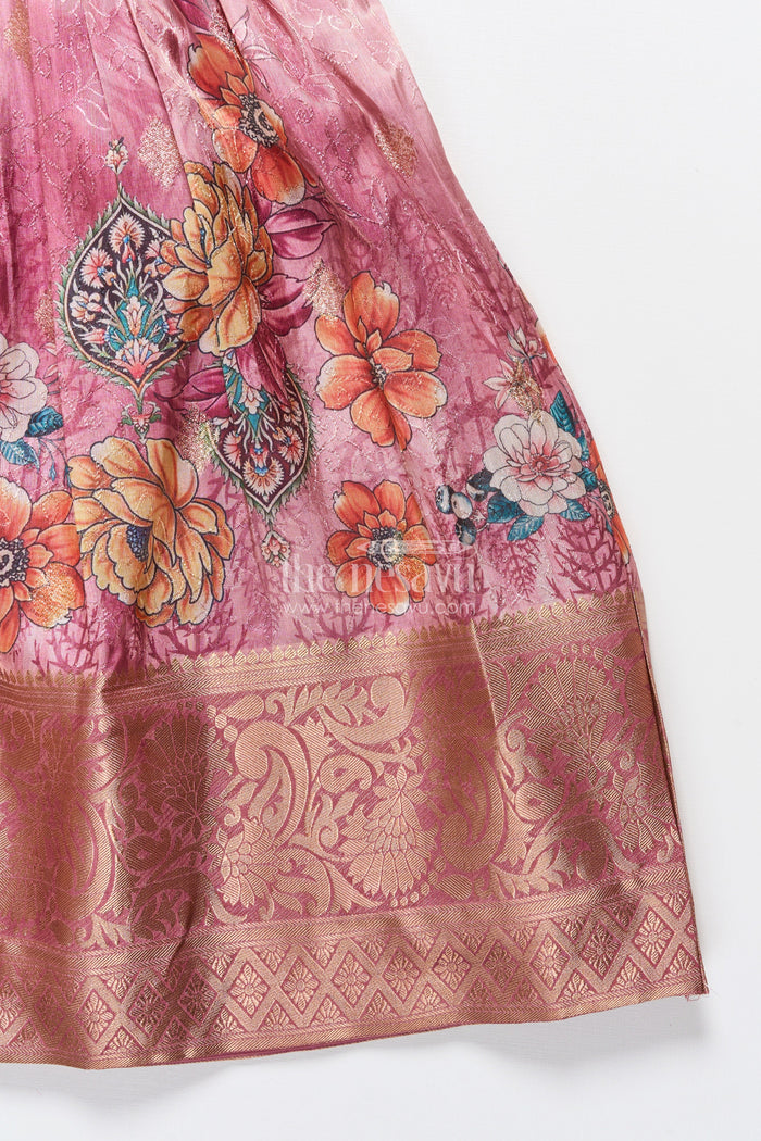 The Nesavu Girls Silk Gown Girls Silk Gown with Zari Border for Weddings and Traditional Occasions Nesavu Nesavu girls silk gown big zari border weddings birthdays traditional celebrations