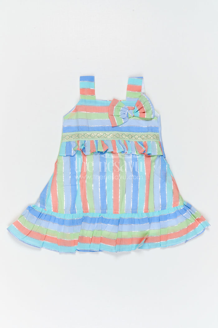 The Nesavu Girls Cotton Frock Girls Striped Frock for Summer Outings and Playful Days Nesavu Nesavu Girls Striped Cotton Frock For Summer Outings And Playful Celebrations