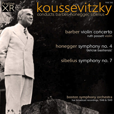 KOUSSEVITZKY conducts Barber, Honegger & Sibelius (1948/9) - PASC561 - CD