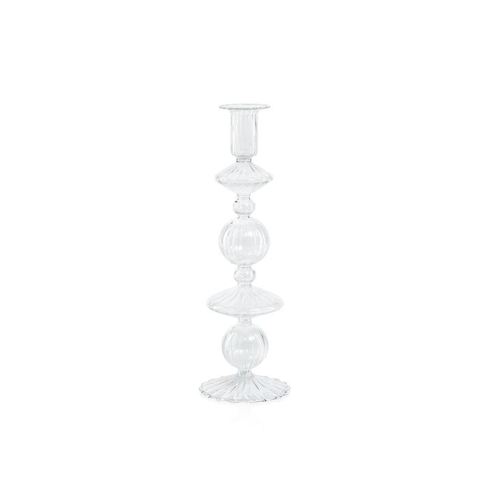 Lucerna Glass Taper Holder - Clear - Taper Holder by Carlyle Avenue