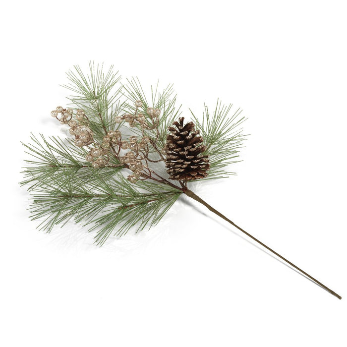 Needle Pine Tree w/Glitter Pinecone Pick - Holiday Decor by Carlyle Avenue
