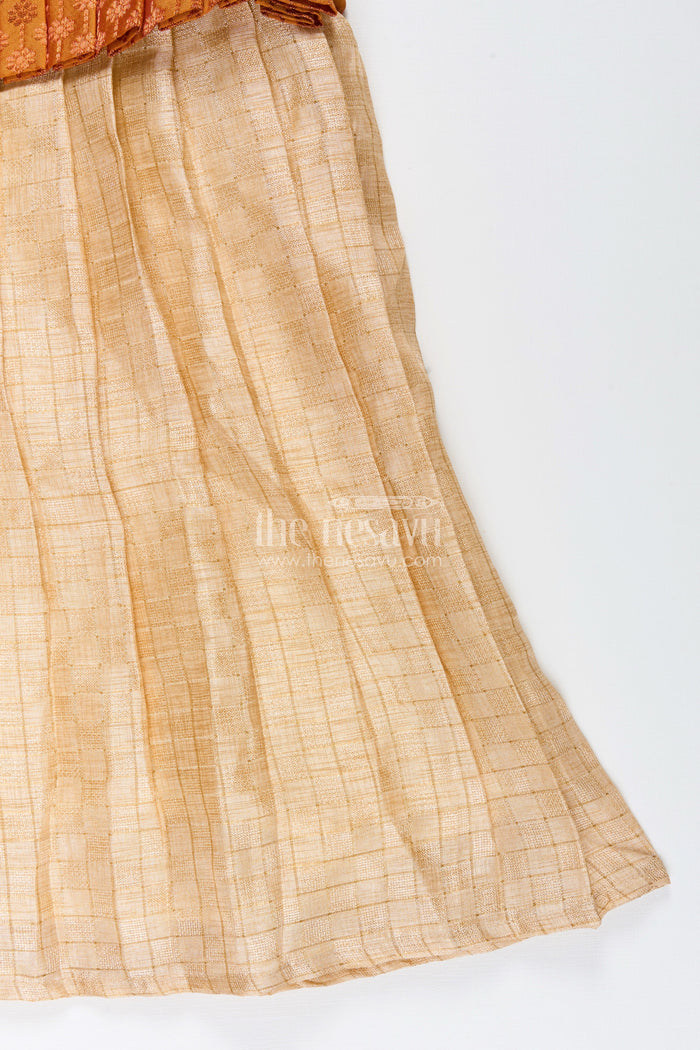 The Nesavu Silk Frock Semi Banarasi Silk Frock for Toddler Girls with Flared Tissue Bottom Nesavu Nesavu semi Banarasi silk frock toddler girls tissue flare festive occasions