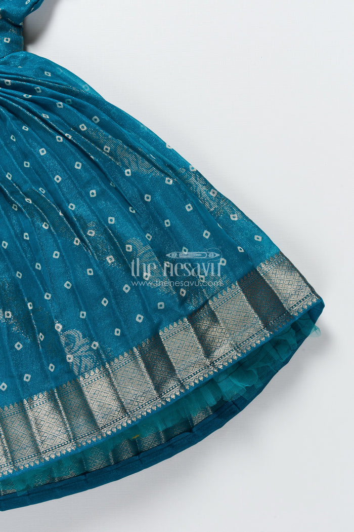 The Nesavu Silk Frock Silk Frock for Toddler Girls Perfect for Ethnic Functions and Festivals Nesavu Nesavu toddler girl silk frock jacquard weaving perfect Diwali traditional family functions