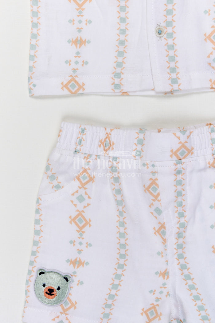 The Nesavu Boys Casual Set Toddler Boy Casual Summer Outfit Set for Everyday Comfort and Play Nesavu Nesavu toddler boy muslin cotton casual outfit set for everyday summer play and outings with digital print