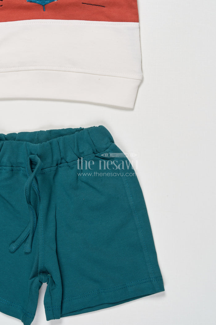 The Nesavu Boys Casual Set Toddler Boy Cotton T-shirt and Shorts Set for Daily Comfort and Play Nesavu Nesavu toddler boy cotton t-shirt shorts set daily comfort active playtime