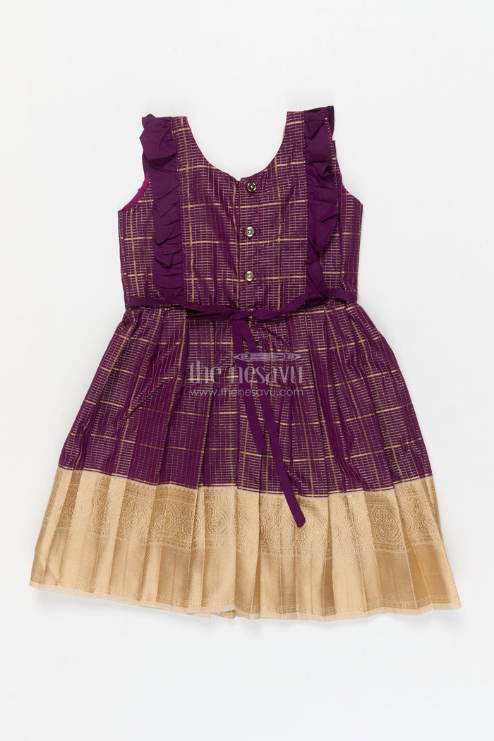 The Nesavu Girls Kanchi Silk Frock Toddler Girl Kanchi Silk Frock for Weddings and Traditional Day Celebrations Nesavu Nesavu toddler girl Kanchi silk frock for weddings, cultural events, and traditional school celebrations