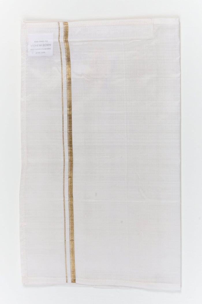 The Nesavu Boys Vesti Traditional Vesti for Boys Ethnic Wear and Festive Functions Nesavu 14 (6M) / White / Silk D049A-14 Nesavu boys traditional silk vesti with zari border for poojas and cultural occasions