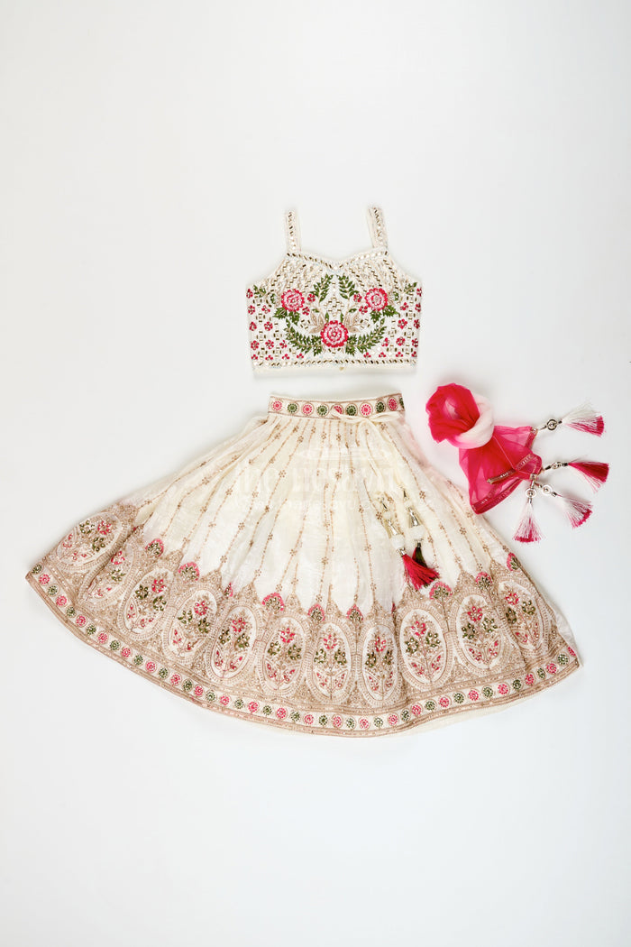 The Nesavu Girls Lehenga Choli Viscose Silk Lehenga Choli Set for Girls with Yoke Detailing for Ethnic Parties Nesavu Nesavu girls lehenga choli designer yoke viscose silk ideal ethnic birthdays weddings