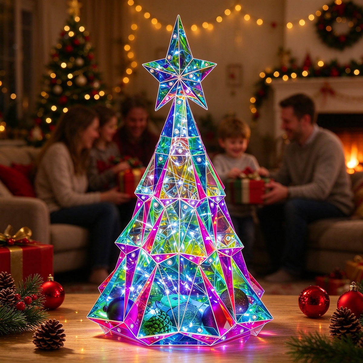 Iridescent Holographic Light-Up Christmas Decor