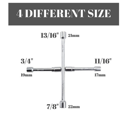 A8037, Universal Heavy Duty Lug Wrench, 4-Way Tire Iron Wrench         &