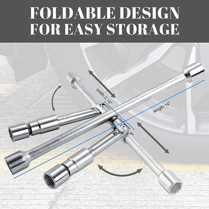 A8037, Universal Heavy Duty Lug Wrench, 4-Way Tire Iron Wrench         &