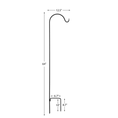 A8129，48 in. Black Steel Traditional Shepherd Hook