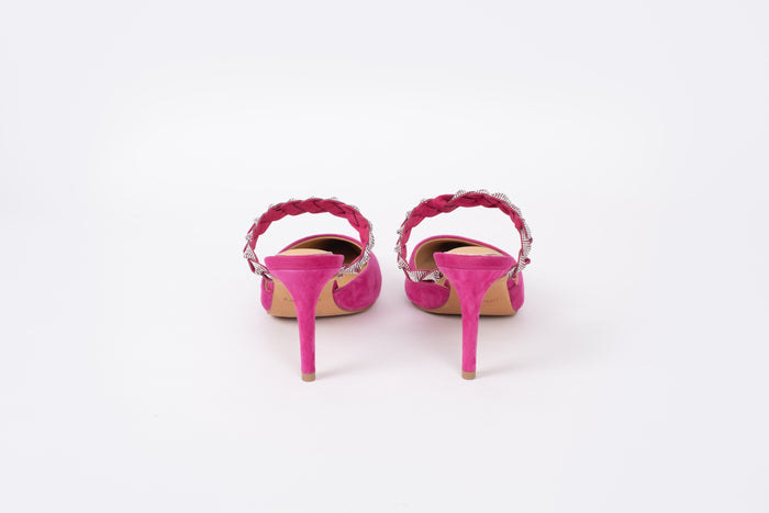 Back view of  Abigail Mule in Fuchsia pink. Womens footwear in larger sizes UK 8-12