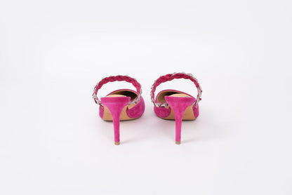 Back view of  Abigail Mule in Fuchsia pink. Womens footwear in larger sizes UK 8-12