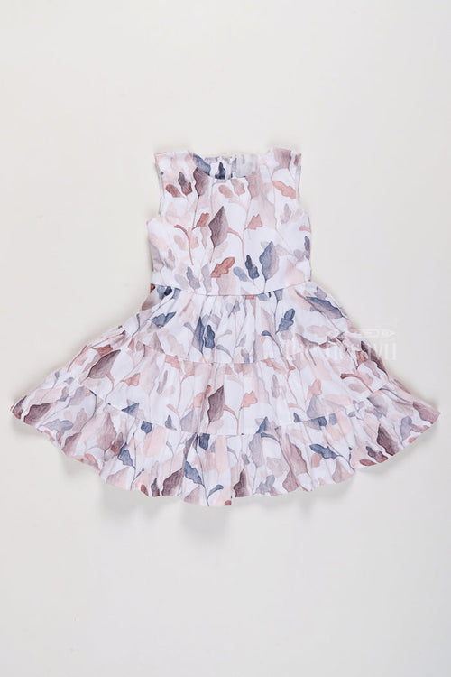 The Nesavu Girls Fancy Frock Adorable Georgette Frock One Piece Dress for Girls with Subtle Floral Patterns and Tiered Design Nesavu 22 (4Y) / Multicolor GFC1578A-22 Nesavu Georgette Frock One Piece Dress Girls Floral Patterns Tiered Flair