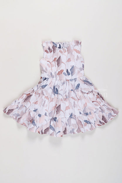 The Nesavu Girls Fancy Frock Adorable Georgette Frock One Piece Dress for Girls with Subtle Floral Patterns and Tiered Design Nesavu 22 (4Y) / Multicolor GFC1578A-22 Georgette Frock One Piece Dress Girls Floral Patterns Tiered Flair | The Nesavu