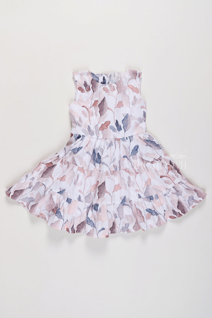 The Nesavu Girls Fancy Frock Adorable Georgette Frock One Piece Dress for Girls with Subtle Floral Patterns and Tiered Design Nesavu Georgette Frock One Piece Dress Girls Floral Patterns Tiered Flair | The Nesavu